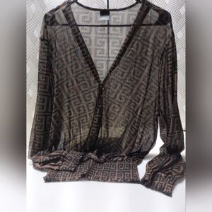 Sheer Geometric Patterned Blouse